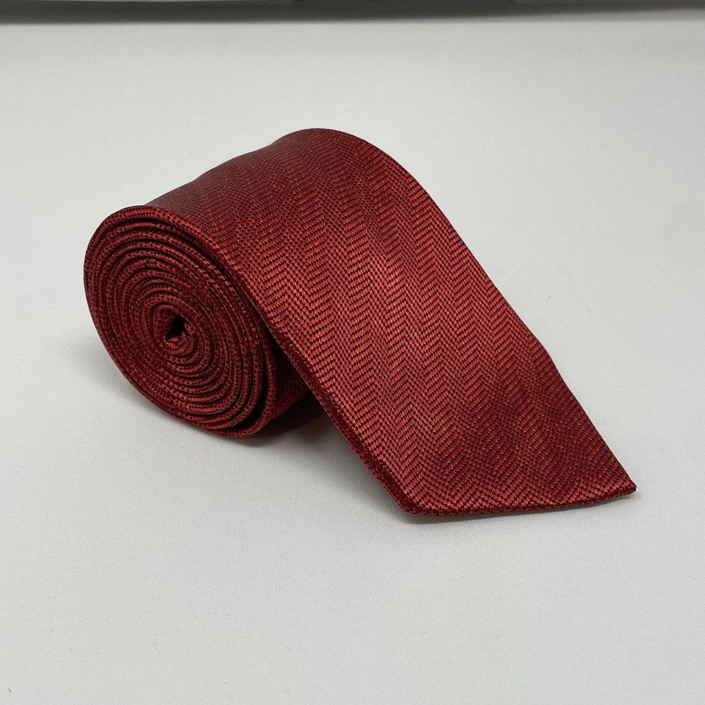 Puccini Maroon Herringbone Microfiber Vintage Tie Necktie